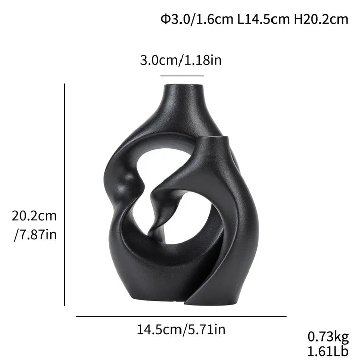 Boho Ceramic Vases Set – Hollow Nordic Tabletop Decor
