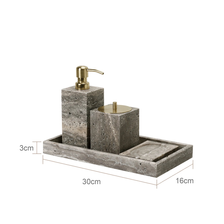 Grigio Travertine Bathroom Set – Natural Marble Accessories