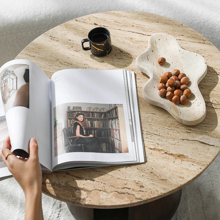 Irregular Travertine Decorative Tray for Coffee Table