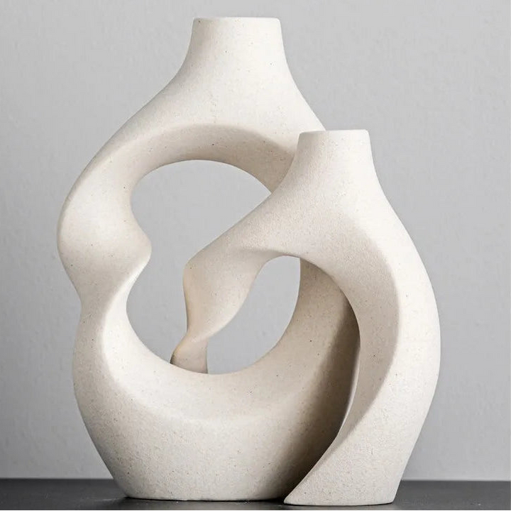 Boho Ceramic Vases Set – Hollow Nordic Tabletop Decor