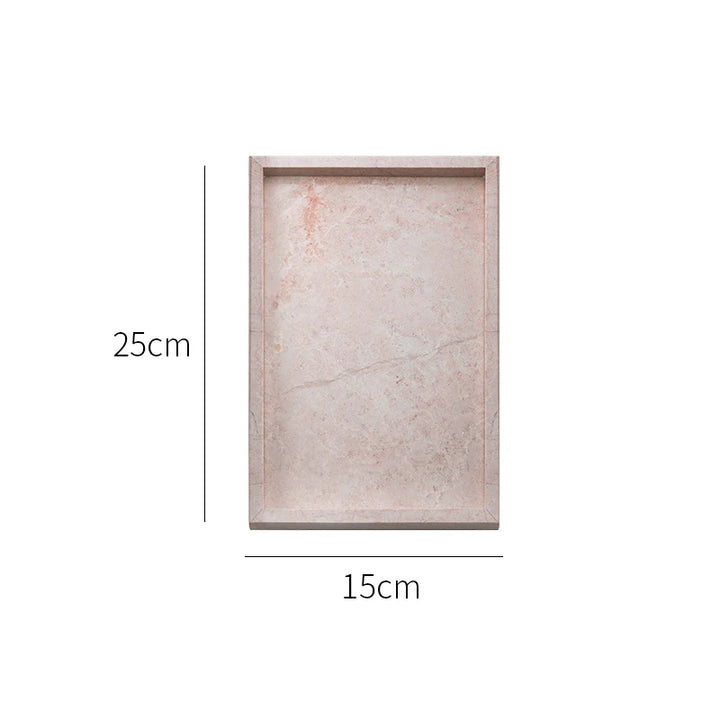 Pink Marble Vanity Tray – Natural Stone Perfume & Jewelry Organizer
