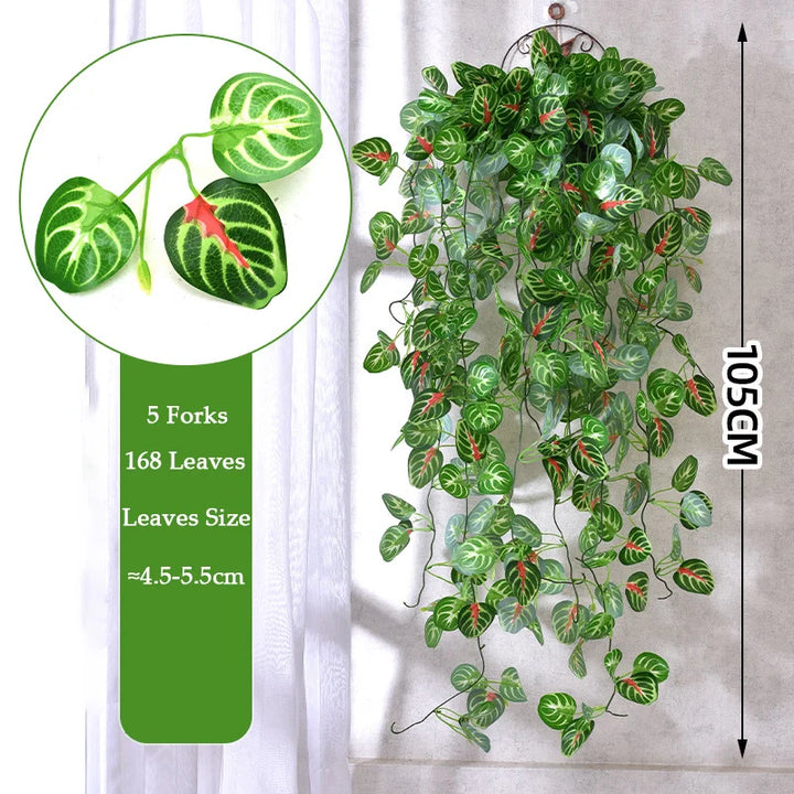 105cm Artificial Ivy Vine – 5 Forks Green Hanging Plant