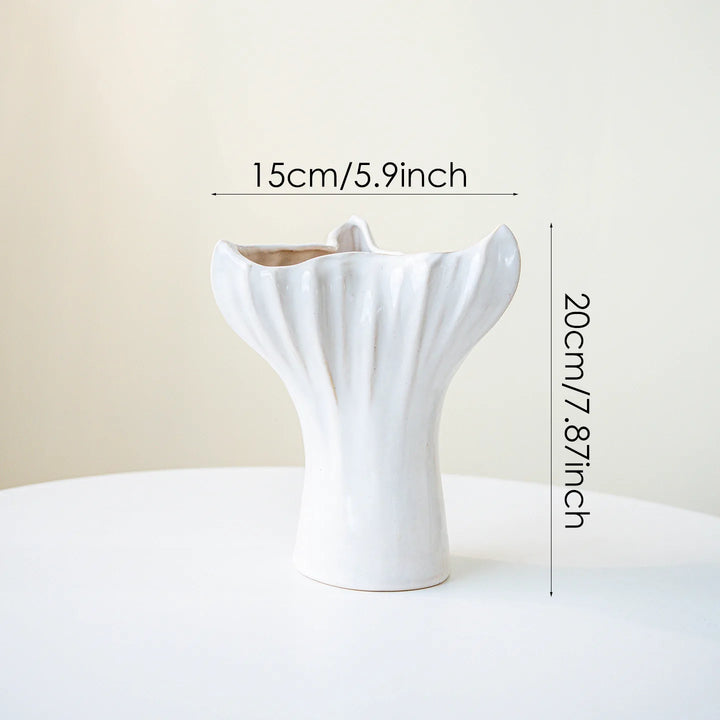 Geometric Ceramic Vase – Nordic Triangle Mouth Centerpiece