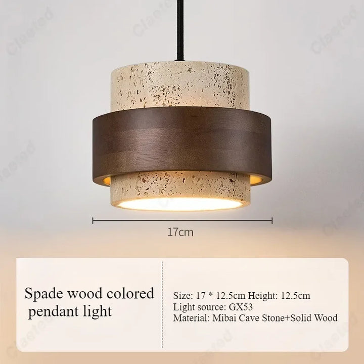 Retro LED Cave Stone Pendant Light – Creative Wooden Hanging Lamp for Dining Room, Living Room & Bedroom Decor