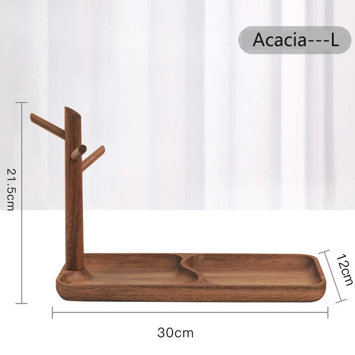 Wooden Key Storage Tray with Tree Design – Entrance Foyer Organizer, Jewelry Holder & Decorative Display Stand