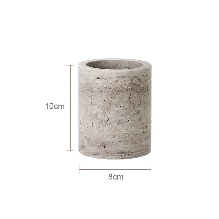 Grigio Travertine Bathroom Set – Antique Natural Stone Accessories with Soap Dispenser, Tray, Diffuser & More