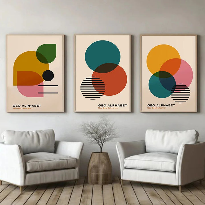 Vintage Bauhaus Geometric Canvas Print – Modern Wall Art