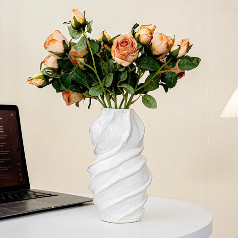 Ceramic Spiral Vase – Modern Twisted Pottery Decoration