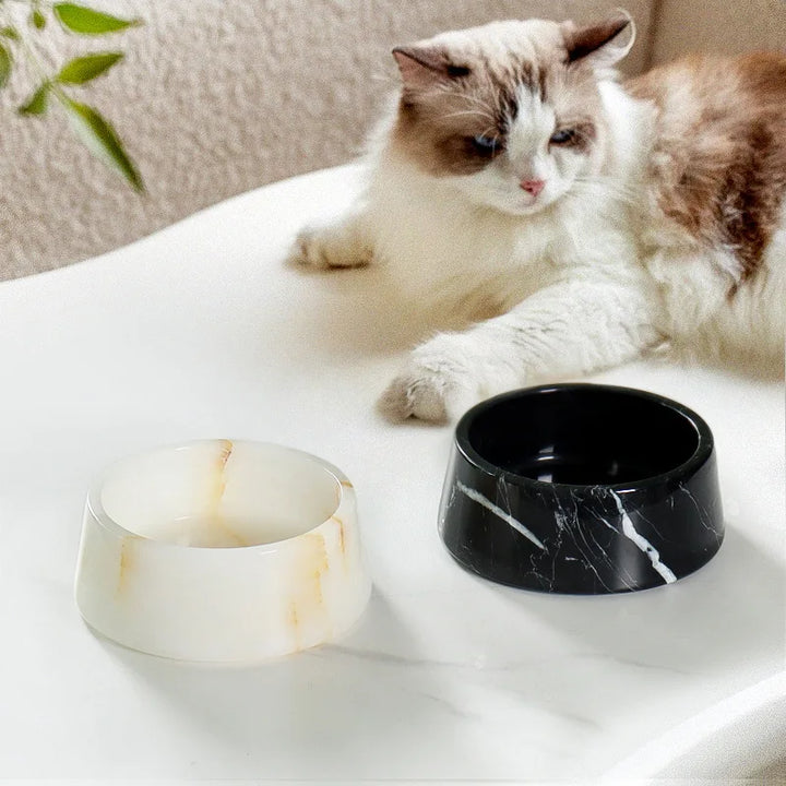 Luxury Natural Marble Pet Bowl – Decorative Food & Water Dish