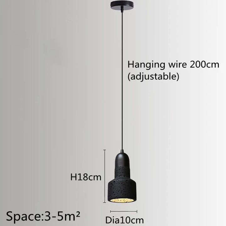 Industrial Black Stone Pendant Lamp – Nordic Retro LED Chandelier
