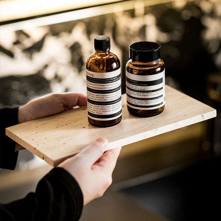 Natural Travertine Counter Tray for Bathroom & Kitchen