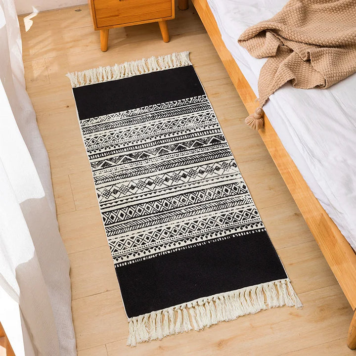 Nordic Moroccan Printed Carpet – Hand-Woven Cotton Rug