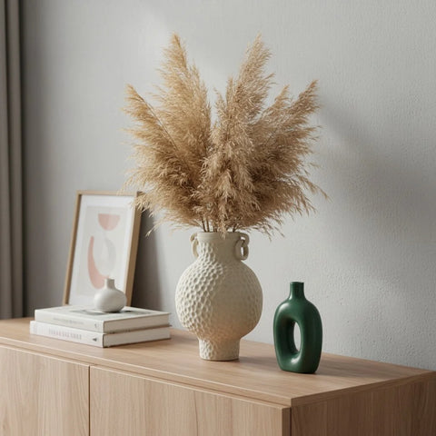 Nordic Ceramic Amphora Vase – Handmade Table Centerpiece