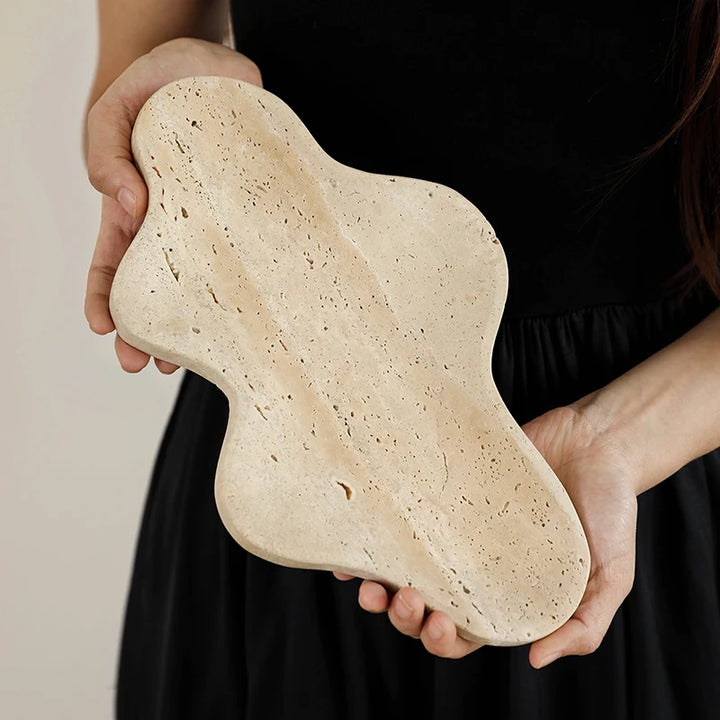 Irregular Travertine Decorative Tray for Coffee Table