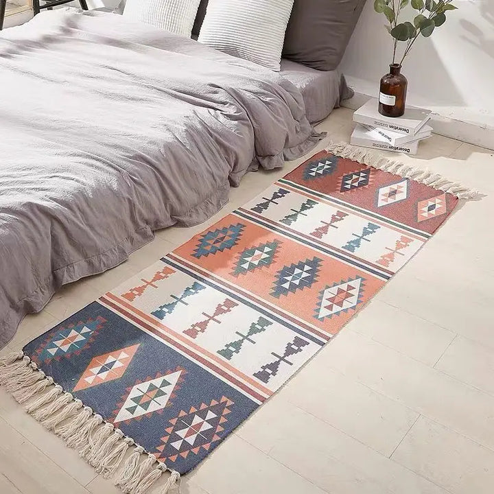 Nordic Moroccan Printed Carpet – Hand-Woven Cotton Rug