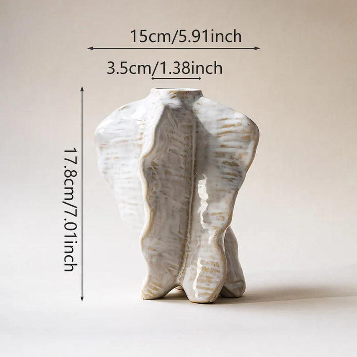 White Ceramic Vase – Modern Wabi Sabi Plant Decor