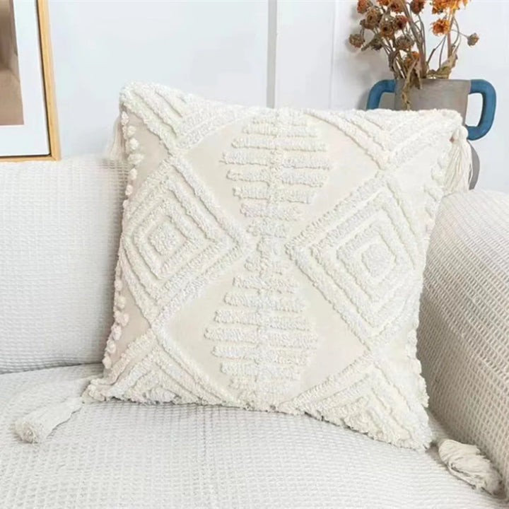 Boho Tufted Pillow Cover – Tassel Cotton Cushion Case