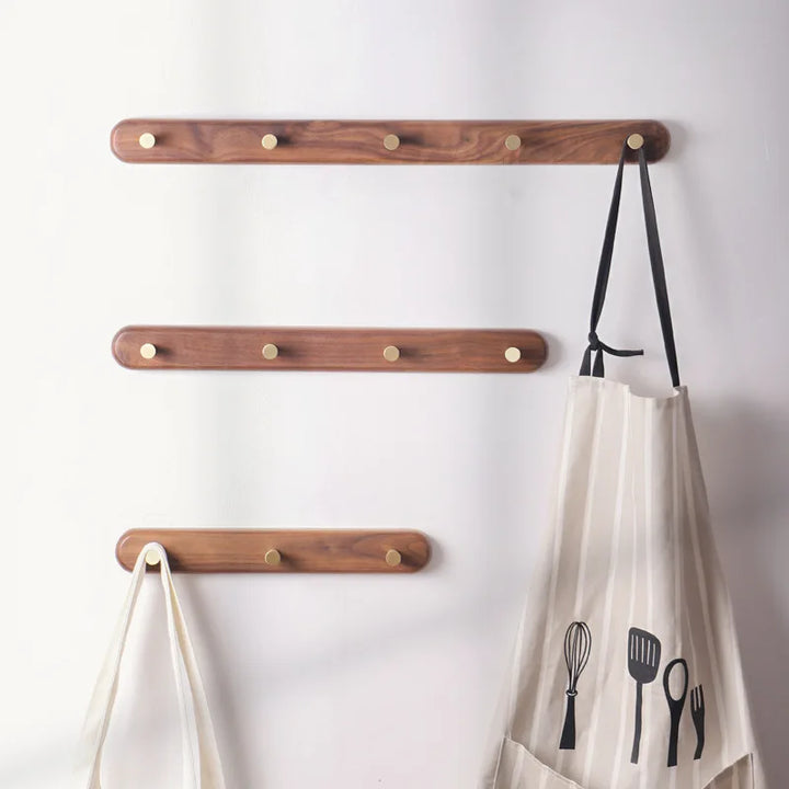 Black Walnut Wall Hook with Brass – Modern Clothes Hanger