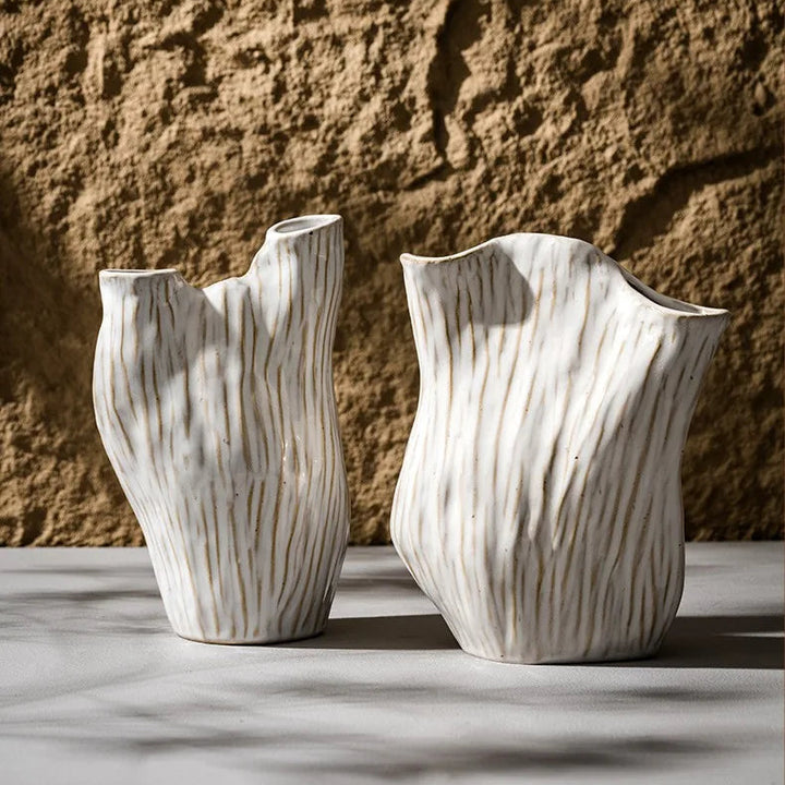 Double Mouth Ceramic Vase – Wabi Sabi Nordic Home Decor