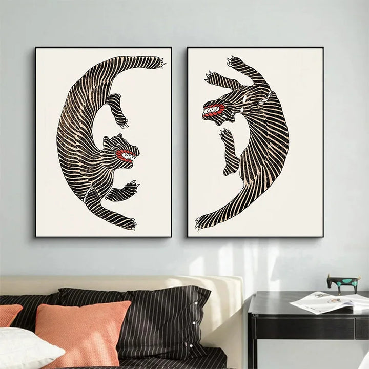 Japanese Tiger Canvas – Minimalist Animal Wall Art