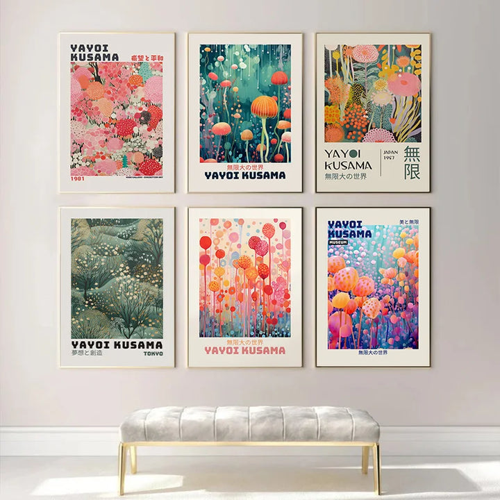 Yayoi Kusama Jellyfish Canvas – Colorful Nordic Wall Art