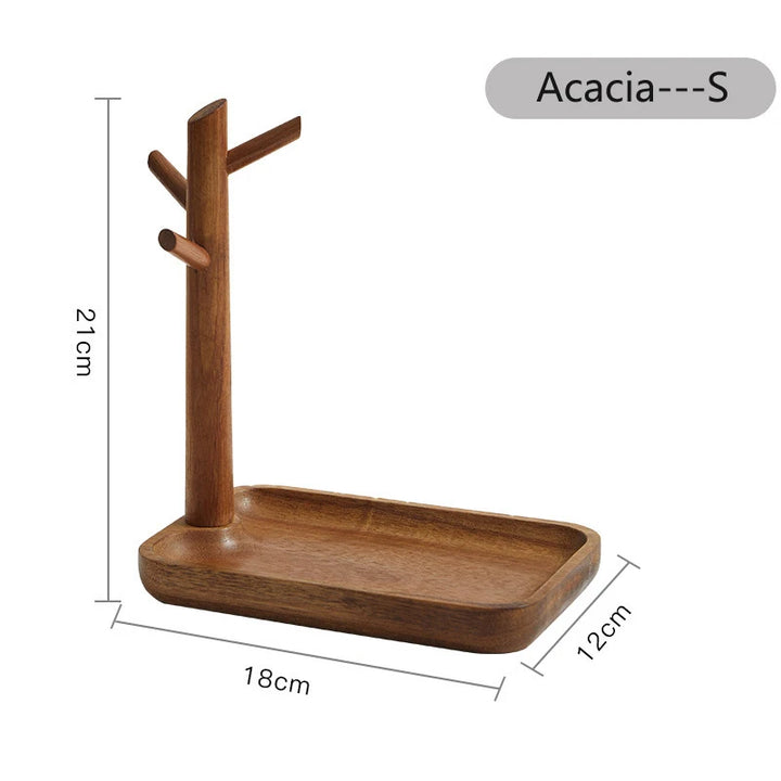 Wooden Key Storage Tray with Tree Design – Entrance Foyer Organizer, Jewelry Holder & Decorative Display Stand