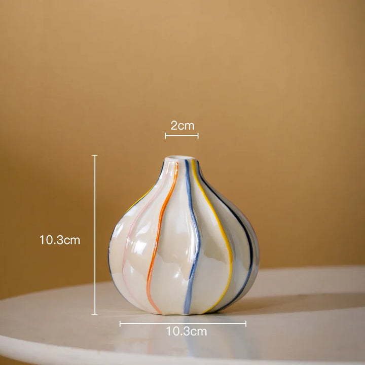 Colorful Stripe Ceramic Vase – Modern Centerpiece Home Decor