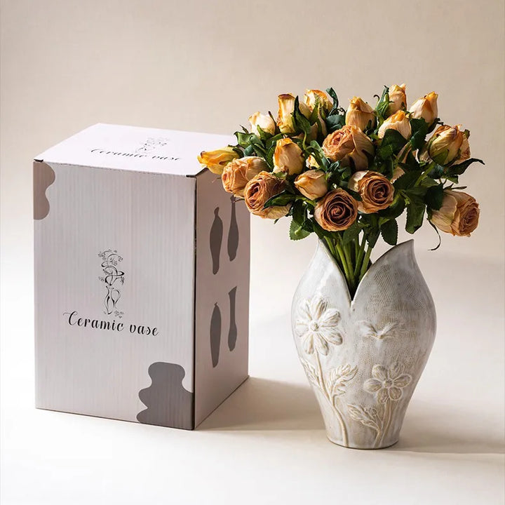 Retro Ceramic Fish Vase – Wabi Sabi Tabletop Centerpiece