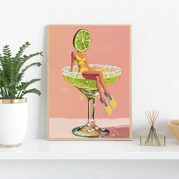 Cocktail Party Poster – Fun Canvas Wall Art with Martini, Margarita & Wine Theme | Retro Bar, Kitchen & Club Decor