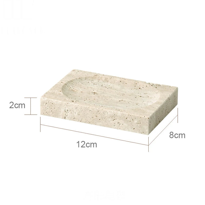 Beige Travertine Marble Bathroom Set – 9-Piece Natural Stone Accessories with Soap Dispenser, Diffuser, Tray & More