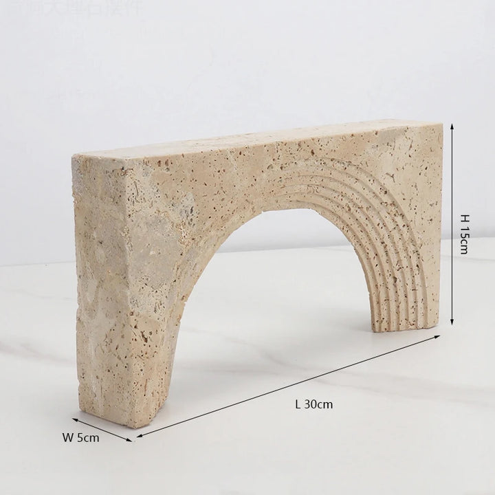 Minimalist Travertine Stone Sculpture – Luxury Natural Marble Ornament for Coffee Table, Shelf, Entryway, or Living Room Decor