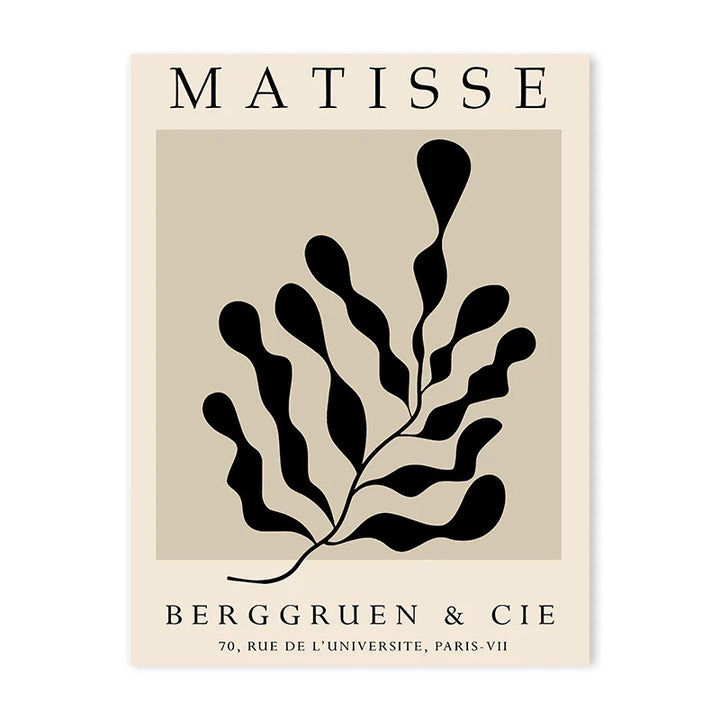 Abstract Beige Matisse Line Art Canvas for Modern Decor