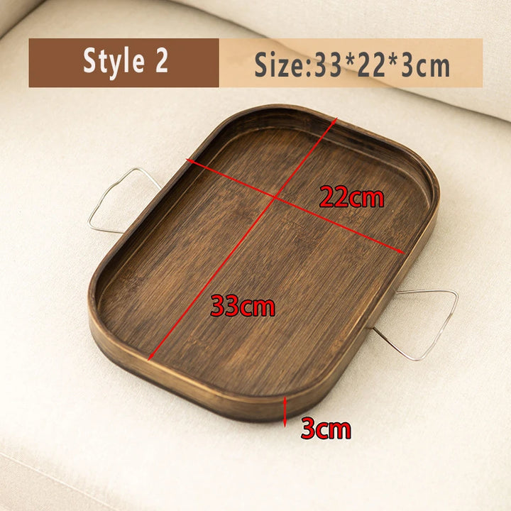 Bamboo Fruit Plate Tray – Modern Minimalist Serving Tray for Tea Table, Coffee Corner, or Small Mobile Tabletop