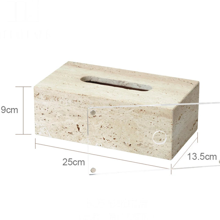 Beige Travertine Marble Bathroom Set – 9-Piece Natural Stone Accessories with Soap Dispenser, Diffuser, Tray & More