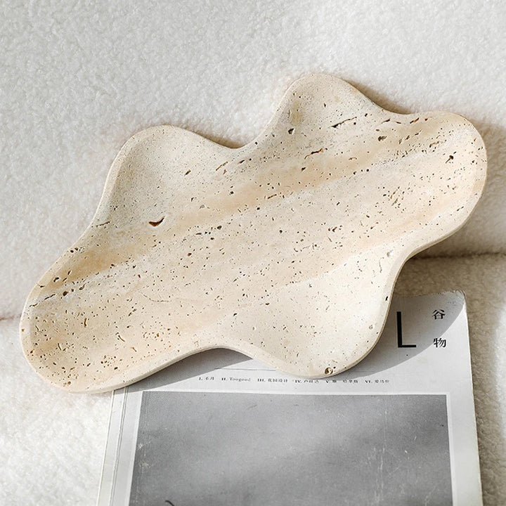 Irregular Travertine Decorative Tray for Coffee Table