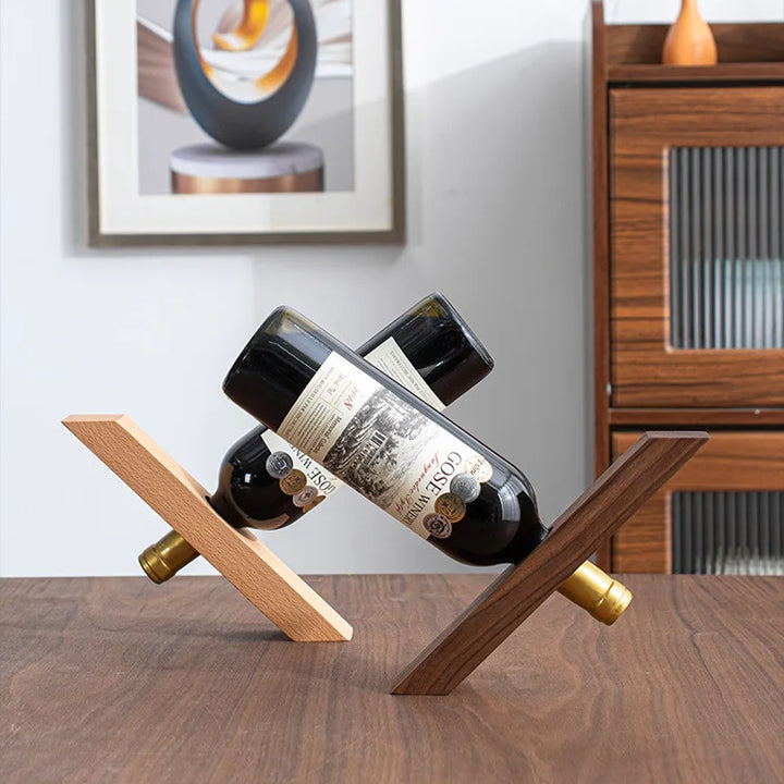 Wooden Slanted Wine Rack – Modern Minimalist Bottle Stand