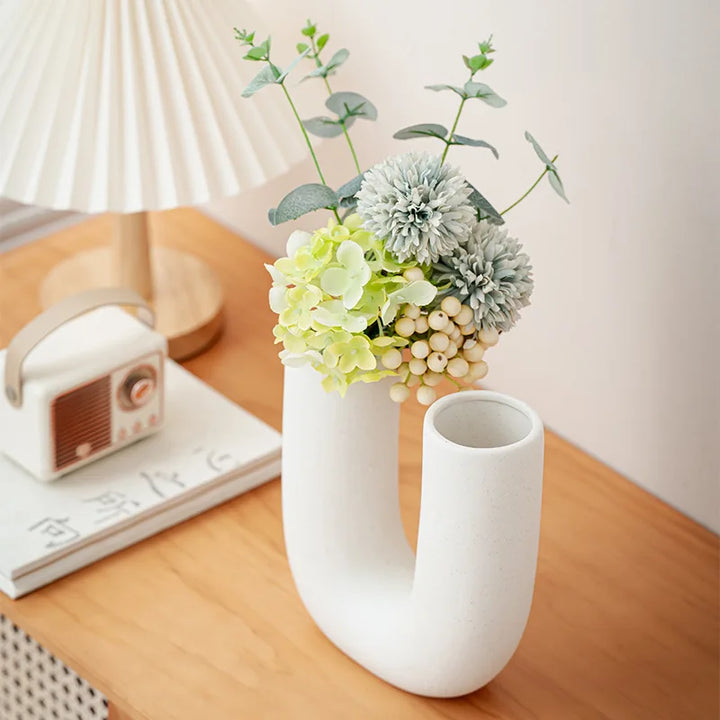 U Shape Ceramic Vase – Modern Centerpiece for Home Decor