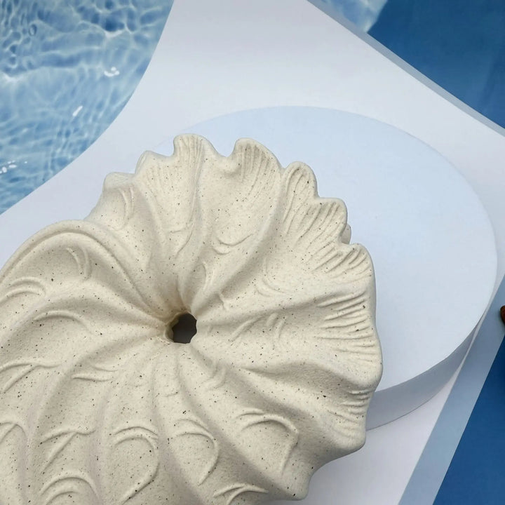 Beige Ceramic Conch Vase – Modern Coastal Table Decor