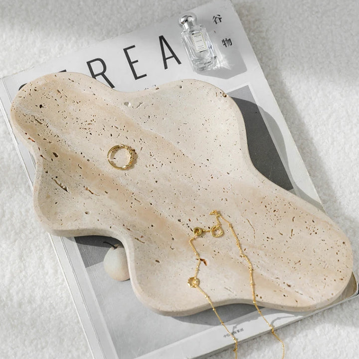 Irregular Travertine Decorative Tray for Coffee Table