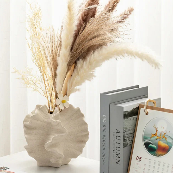 Abstract Ceramic Wrinkle Vase – Modern Decorative Flower Pot