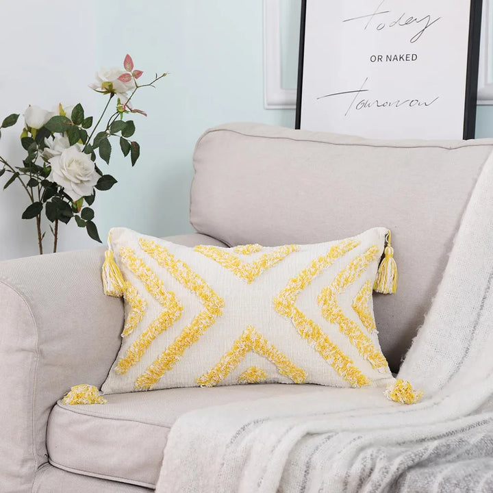 Boho Chenille Tufted Cushion Cover – Luxury with Tassels