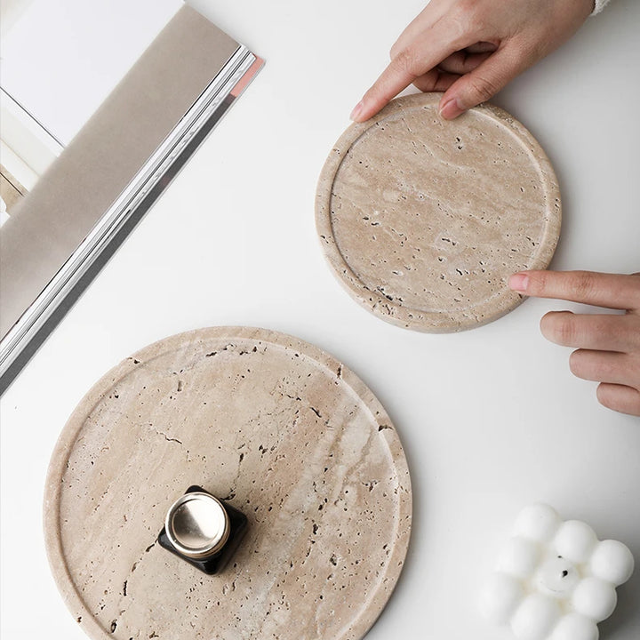 Minimalist Travertine Marble Tray – Vanity & Jewelry Decor