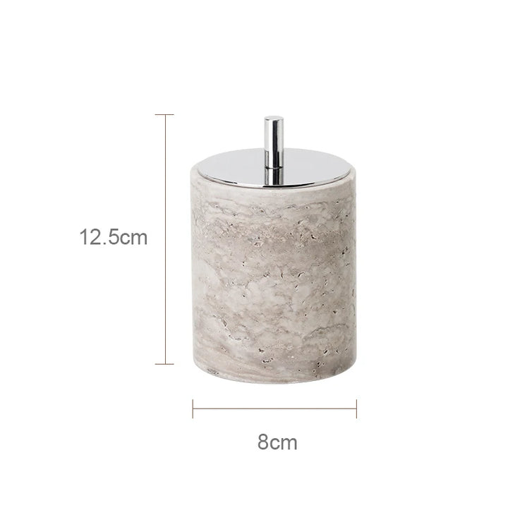 Grigio Travertine Bathroom Set – Antique Natural Stone Accessories with Soap Dispenser, Tray, Diffuser & More