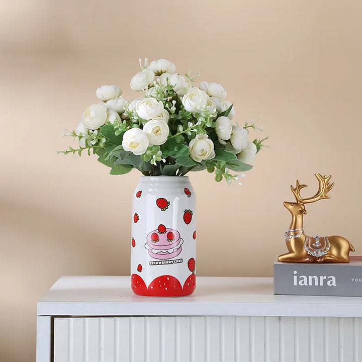 Pop Art Ceramic Can Vase – Modern Flower Holder