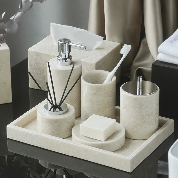 Crema Nuova Marble Bathroom Accessories Set