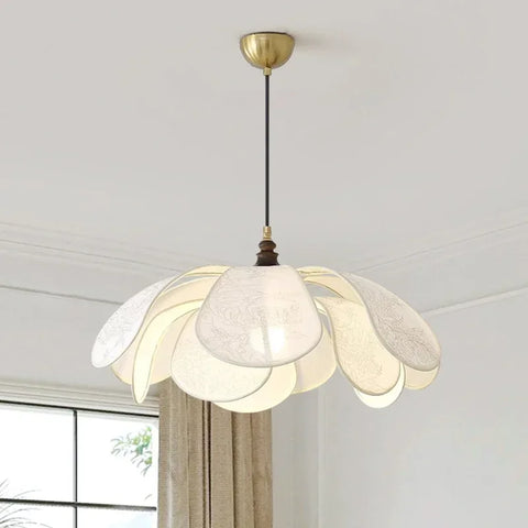 Cream Fabric Pendant Light – Nordic French Retro Chandelier