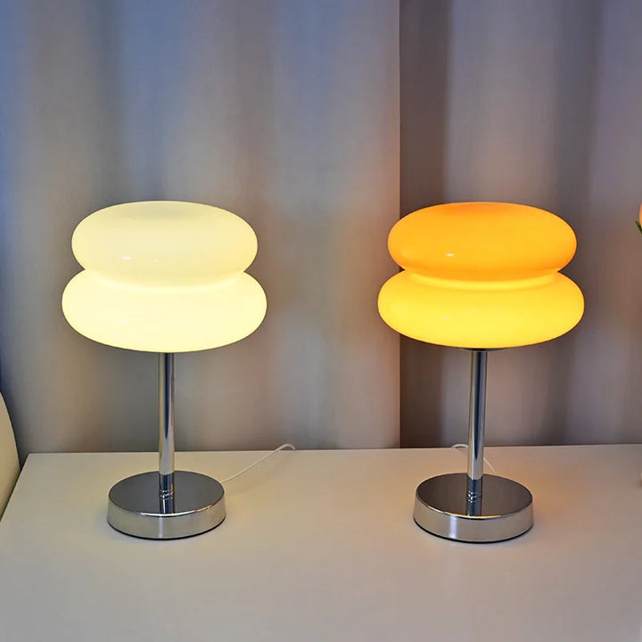 Stained Glass Egg Tart Table Lamp – Retro Mushroom Bedside & Desk Light for Bedroom, Study, Living Room Décor