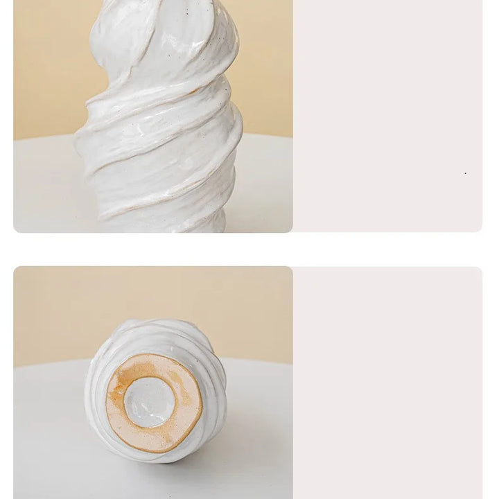 Ceramic Spiral Vase – Modern Twisted Pottery Decoration