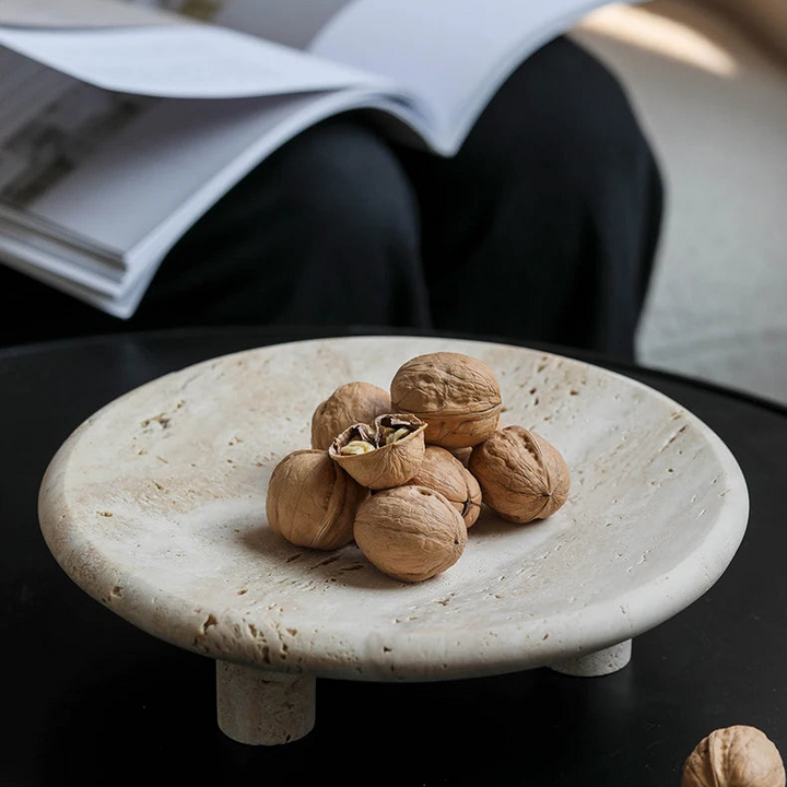 Wabi Sabi Travertine Decorative Tray – Marble Fruit Bowl