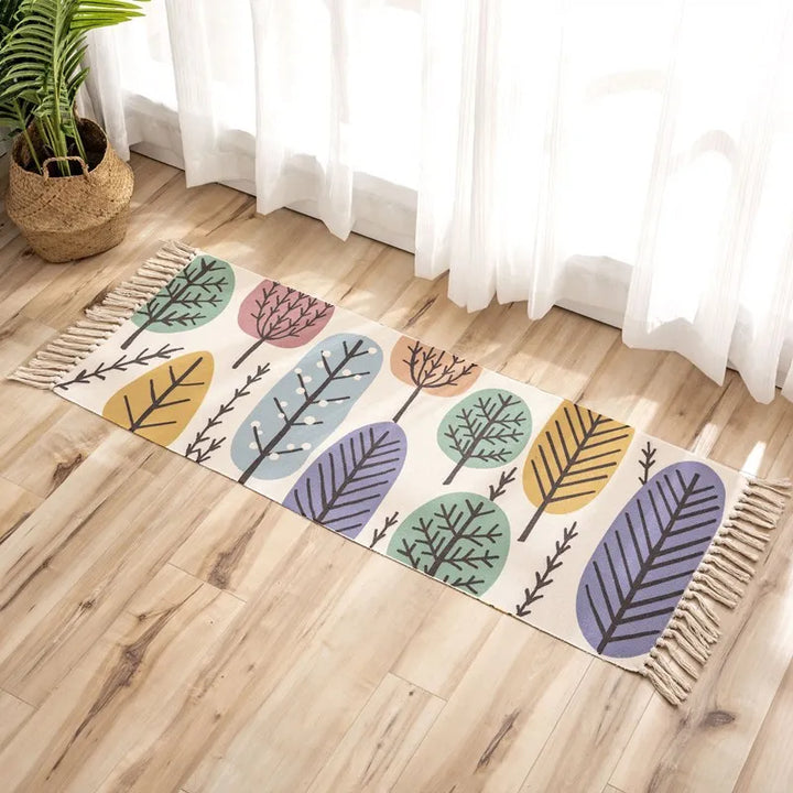 Nordic Moroccan Printed Carpet – Hand-Woven Cotton Rug